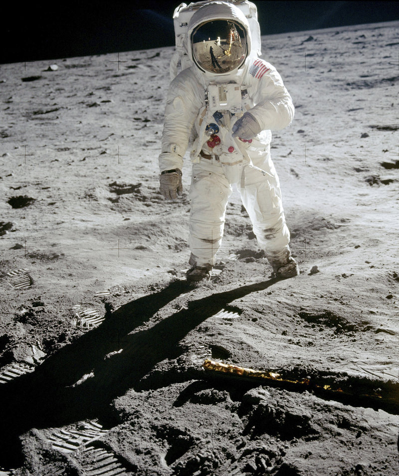   US astronaut Bazz Olldrin heads for the moon during the mission of NASA Apollo 11 (1969) 