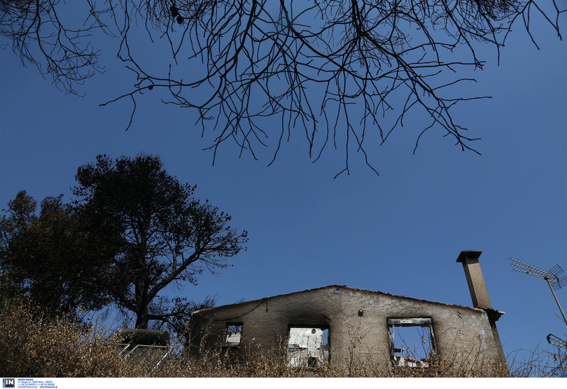 Καμμένα σπίτια και νεκρή φύση άφησε πίσω η πυρκαγιά στο Μάτι