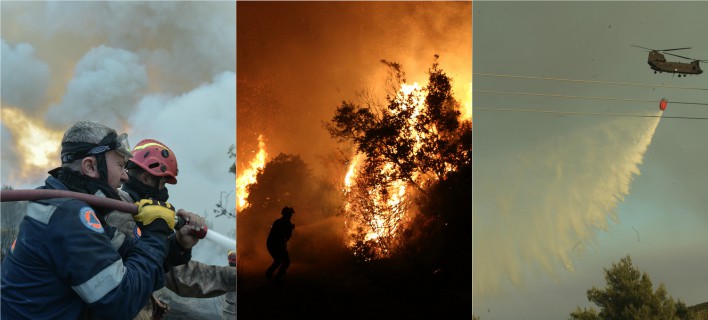 Μάχη με τις φλόγες για δεύτερη νύχτα/ΦΩΤΟΓΡΑΦΙΕΣ: EUROKINISSI, ΑΠΕ