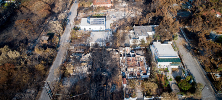 Εικόνα από drone δείχνει την καταστροφή στο Μάτι / Φωτογραφία: EUROKINISSI