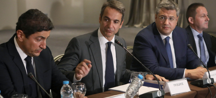 Ο κ. Μητσοτάκης στη συνάντηση με παραγωγικούς φορείς της Θεσσαλονίκης (Φωτογραφία: EUROKINISSI)