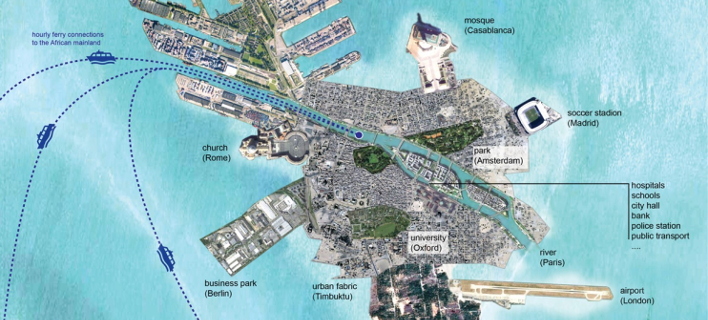 Ολλανδός αρχιτέκτονας προτείνει λύση για την προσφυγική κρίση: Ενα τεχνητό νησί, κοντά στην Τυνησία [εικόνες]