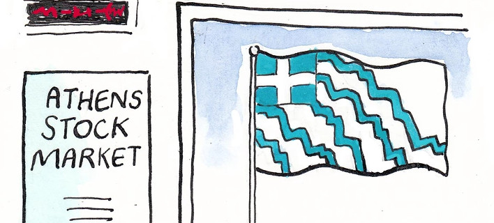 To σκίτσο του Guardian για το «κραχ»: Επεσαν ακόμη και οι λωρίδες της ελληνικής σημαίας [εικόνα]