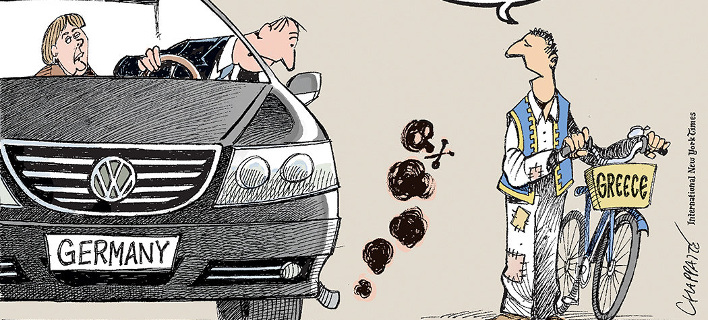Η Ελλάδα ειρωνεύεται την Μέρκελ για την VW -Το σκίτσο των NYT για το σκάνδαλο [εικόνα]