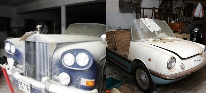 «Κινητά μνημεία» τα οχήματα του τέως που σαπίζουν στο Τατόι - Οι Rolls Royce και τα κάμπριο 500αράκια με τα ψάθινα καθίσματα [εικόνες]