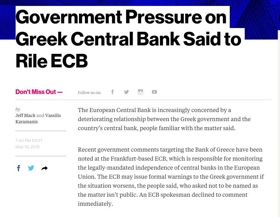 Ανοιξε μέτωπο κυβέρνησης και ΕΚΤ για τον Γιάννη Στουρνάρα | iefimerida.gr 0