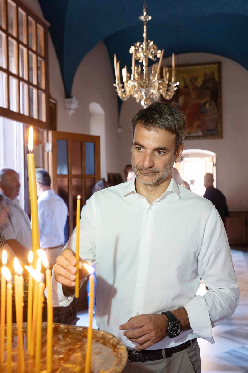 Στο μοναστήρι της Αγίας Τριάδος, στο Ακρωτήρι Χανίων, ο Κυριάκος Μητσοτάκης για τον Δεκαπενταύγουστο
