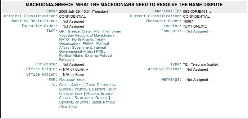Εγγραφο-φωτιά από Wikileaks: Εδώ και 10 χρόνια ζητούσαν τα Σκόπια το «Βόρεια Μακεδονία» | iefimerida.gr 0