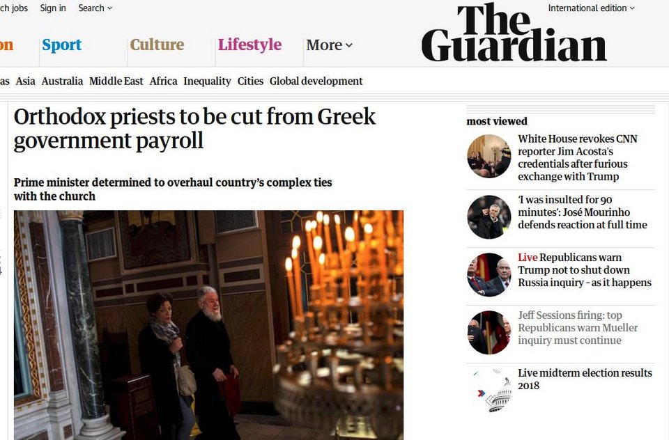 Τα διεθνή ΜΜΕ για τη συμφωνία Τσίπρα-Ιερώνυμου: Το λιβάνι και το καλυμμαύχι δεν τρομάζουν τους αριστερούς | iefimerida.gr 0