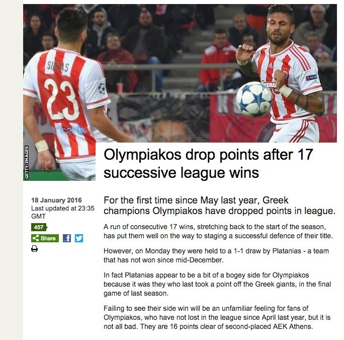 Ο Ολυμπιακός έχασε βαθμούς και έγινε θέμα στο BBC | iefimerida.gr 0