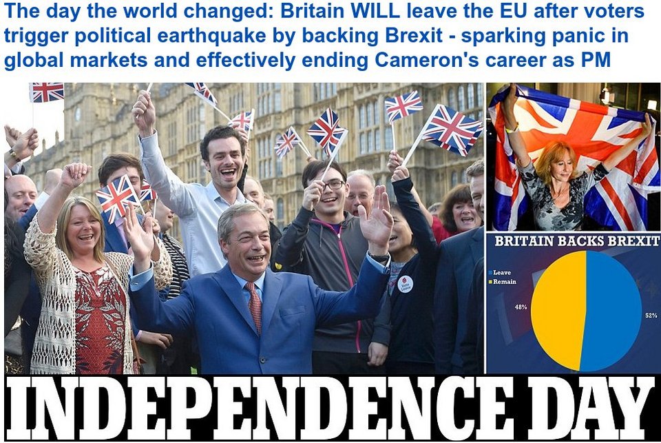 Η Daily Mail πανηγυρίζει για το Brexit - «Η μέρα που άλλαξε ο κόσμος» | iefimerida.gr 0