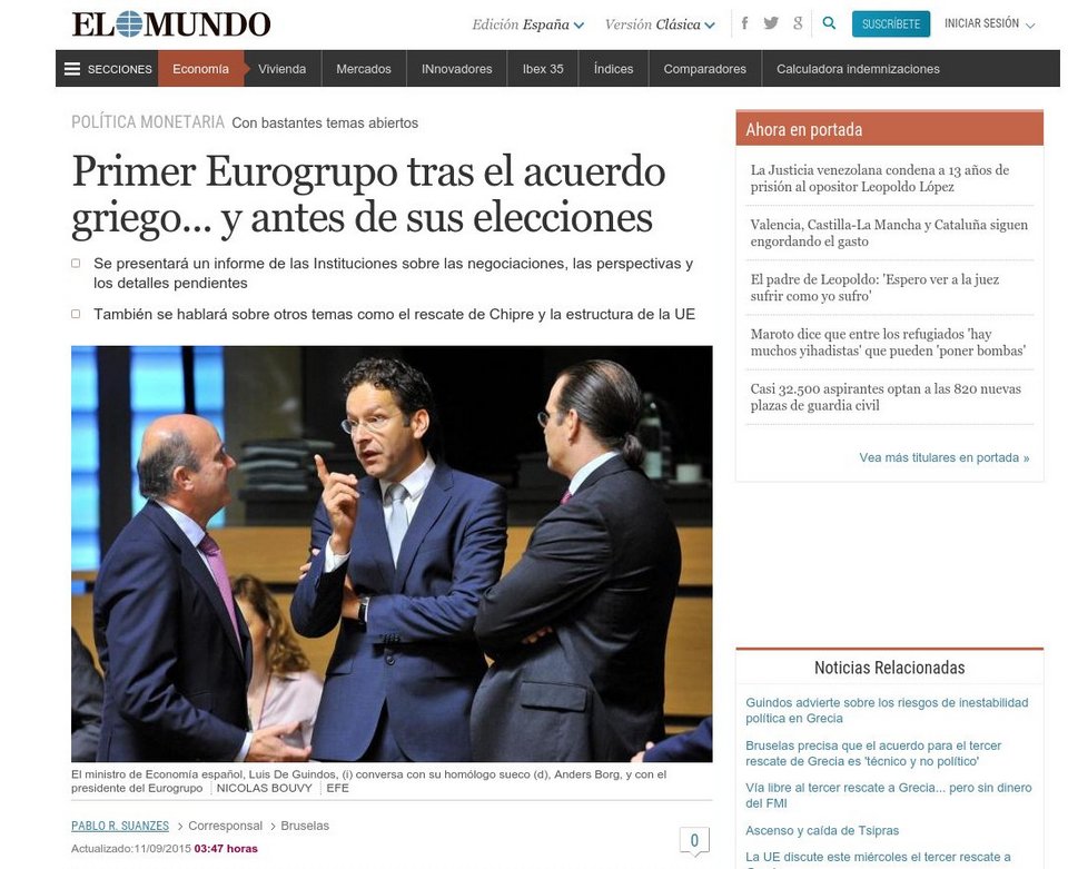 El Mundo: Στο προσκήνιο πάλι η Ελλάδα -Τι θα συζητήσει το Eurogroup για χρέος, ΔΝΤ και εκλογές | iefimerida.gr 0