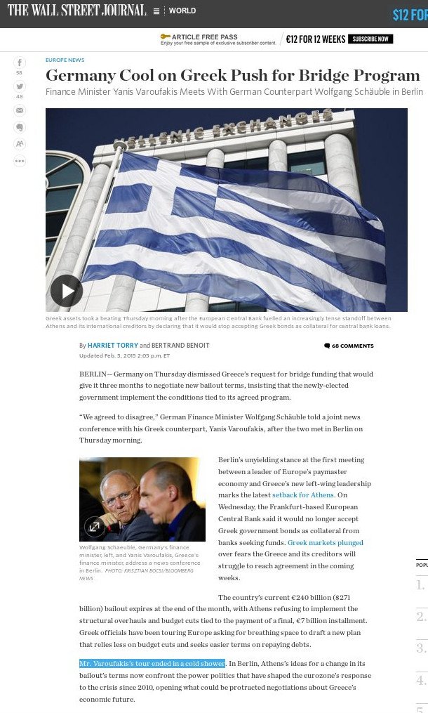 Wall Street Journal: Η περιοδεία του κ. Γιάνη Βαρουφάκη τελείωσε με ένα «κρύο ντους» | iefimerida.gr 0