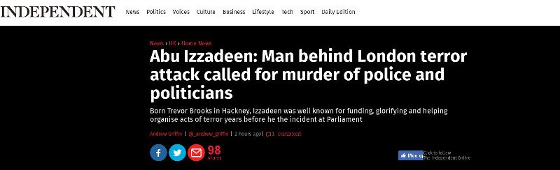 La Stampa: Ο Abu Izzadeen δράστης της επίθεσης στο Λονδίνο -Βρετανός πολίτης, είχε δηλώσει «θέλω να πεθάνω ως βομβιστής αυτοκτονίας» | iefimerida.gr 3
