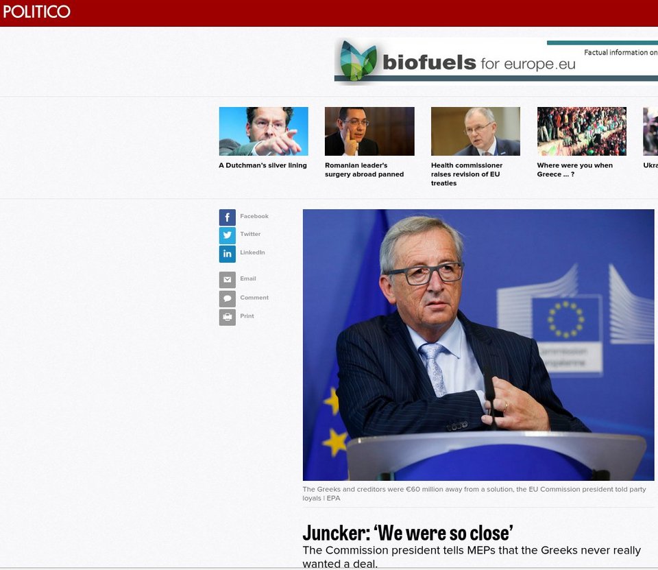 Politico: Ο Γιούνκερ καρφώνει Τσίπρα και Βαρουφάκη -«Ημασταν τόσο κοντά σε συμφωνία κι έφυγαν στο παρά 1» | iefimerida.gr 0