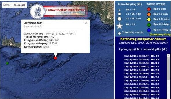 Σεισμός 4,2 Ρίχτερ νότια της Κρήτης | iefimerida.gr 0