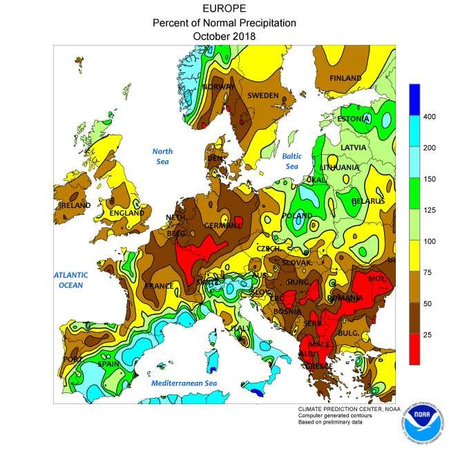 O χάρτης ξηρασίας στην Ευρώπη