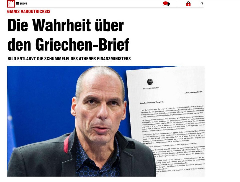 Bild: Απίστευτο, αλλά η Ελλάδα έστειλε λάθος επιστολή-αίτημα στο Eurogroup! | iefimerida.gr 0