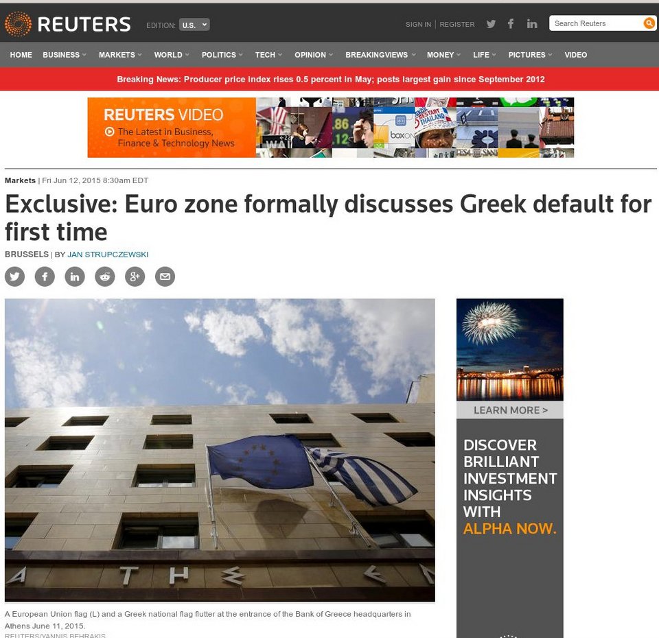 Reuters: Στο τραπέζι της ΕΕ για πρώτη φορά το σενάριο ελληνικής χρεοκοπίας | iefimerida.gr 0