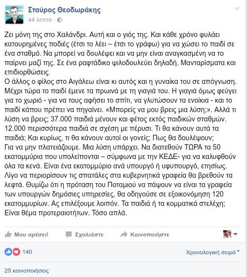 Θεοδωράκης σε κυβέρνηση: Βρείτε 50 εκατ. ευρώ τώρα για τους παιδικούς σταθμούς | iefimerida.gr 0