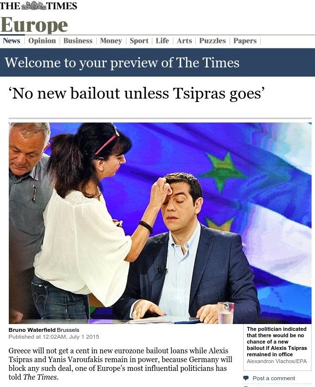 Times: Η Ελλάδα δεν θα πάρει ούτε σεντ αν δεν φύγουν Τσίπρας και Βαρουφάκης | iefimerida.gr 0