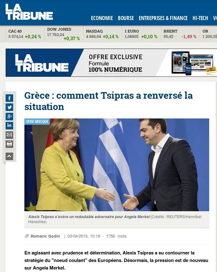 La Tribune: Πώς ο Τσίπρας γύρισε υπέρ του το παιχνίδι - Ο μόνος που ύψωσε ανάστημα στη Μέρκελ | iefimerida.gr 0