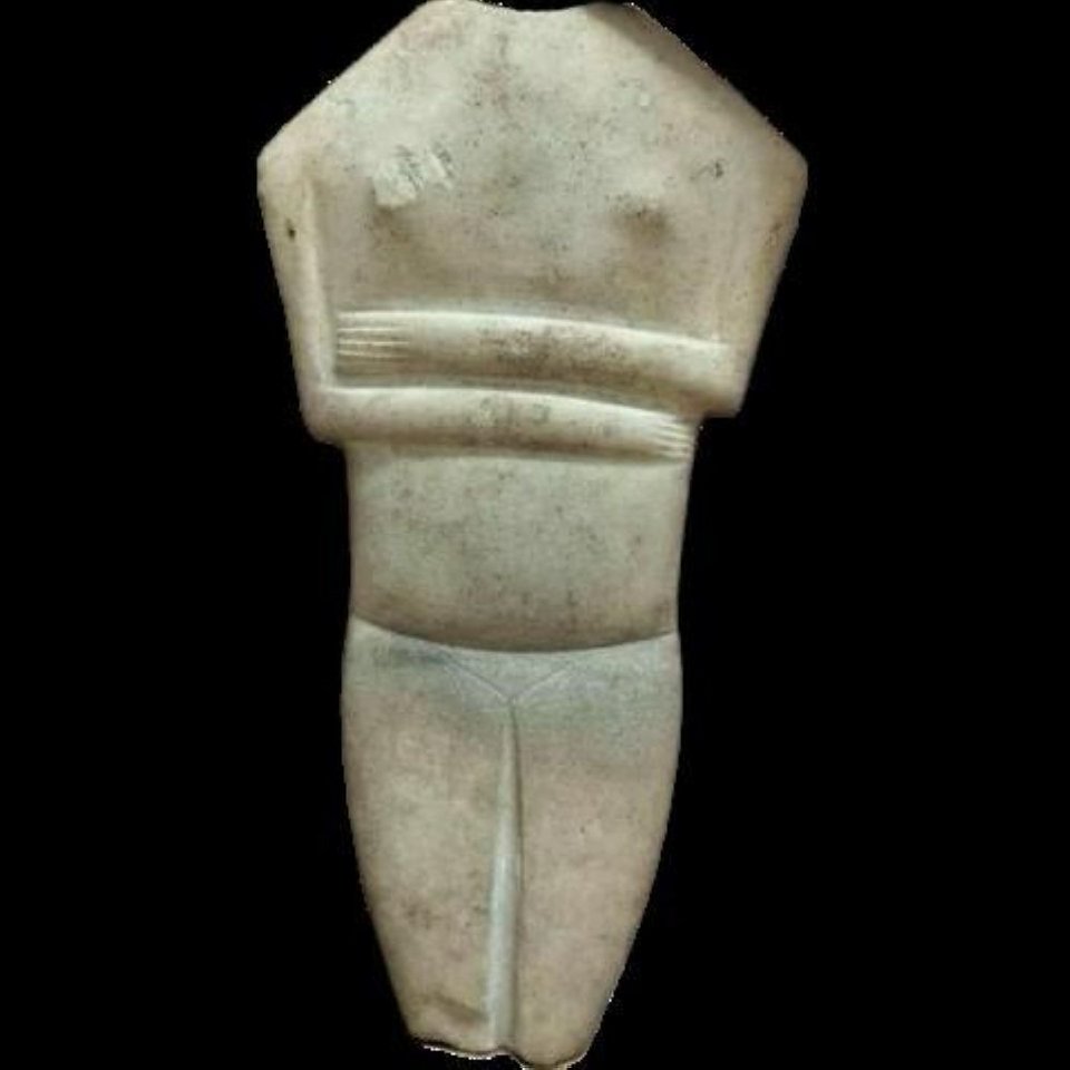 Μαρμάρινο Κυκλαδικό ειδώλιο γυναικείας μορφής, τύπου Σπεδού/Δωκαθισμάτων. Ύψος 35,56 εκ. Πρωτοκυκλαδική ΙΙ περίοδος (2500-2400 π.Χ.).