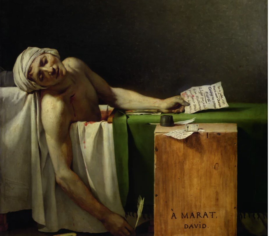 Γι’ αυτό ο «Θάνατος του Μαρά» παραμένει ο αρχετυπικός true crime πίνακας: επειδή μας κάνει να κοιτάμε δύο φορές. Πρώτα το γεγονός, έπειτα το σημάδι. Πρώτα το σώμα, έπειτα το σύστημα που το πλαισιώνει / WIKIPEDIA