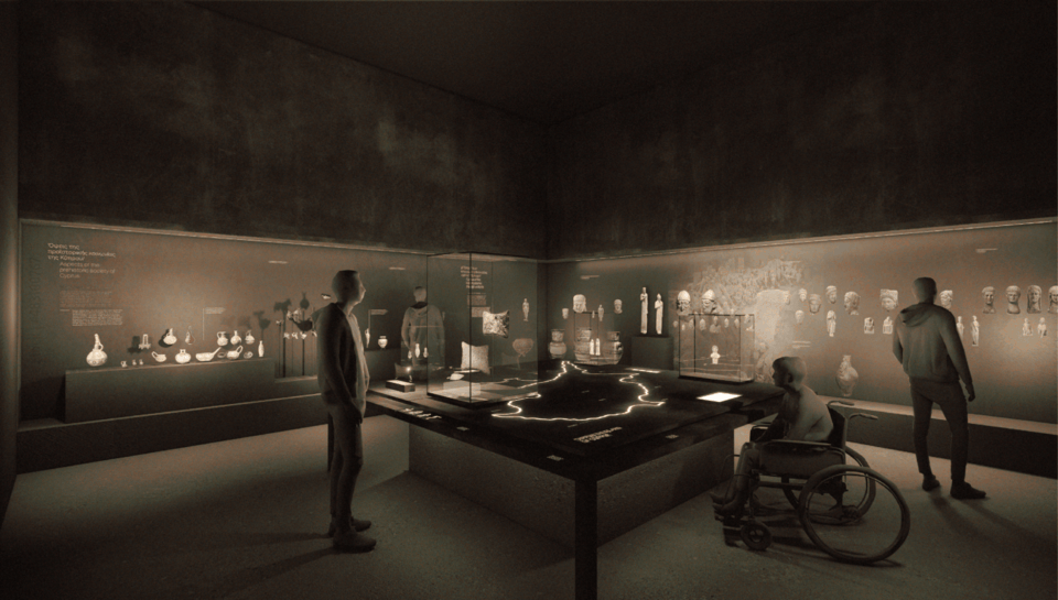 Φωτορεαλιστική απεικόνιση εσωτερικού αίθουσας κυπριακών αρχαιοτήτων (ΕΑΜ)