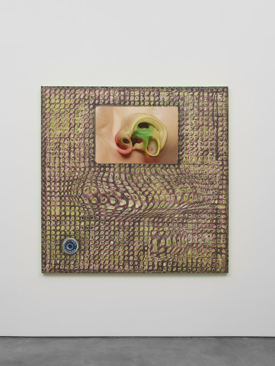 Tishan Hsu skin-grass field 2025 Graphite, silkscreen ink, UV-print, acrylic on linen 182.9 x 182.9 x 3.8 cm 72 x 72 x 1 1⁄2 in 