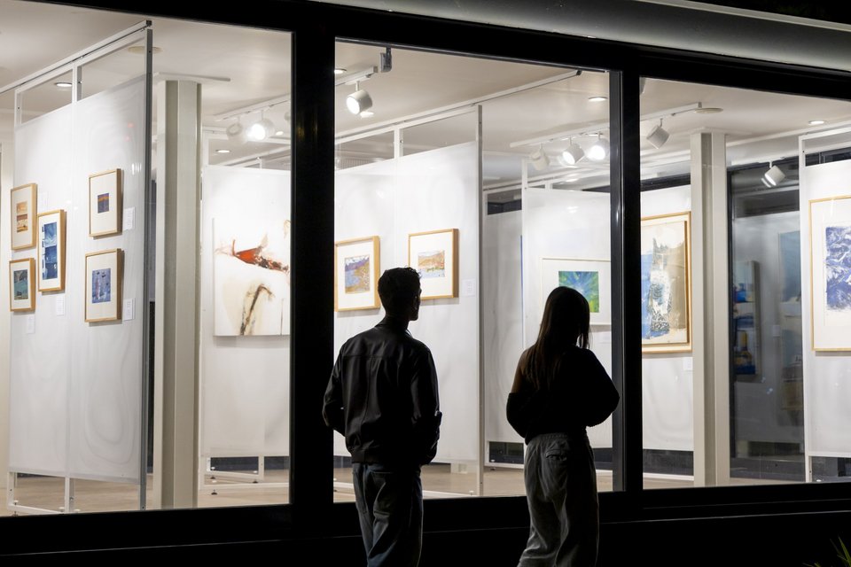 Ο χώρος διαθέτει 15 κινητά συρόμενα πάνελ όπου παρουσιάζονται τα έργα τέχνης 