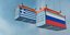 Δυο κοντέινερ με σημαίες Ελλάδας και Ρωσίας