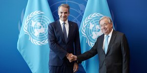 Ο Κυριάκος Μητσοτάκης και ο γ.γ. του ΟΗΕ Αντόνιο Γκουτέρες