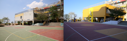 Το 13ο Δημοτικό Σχολείο πριν και μετά την ανακαίνιση.