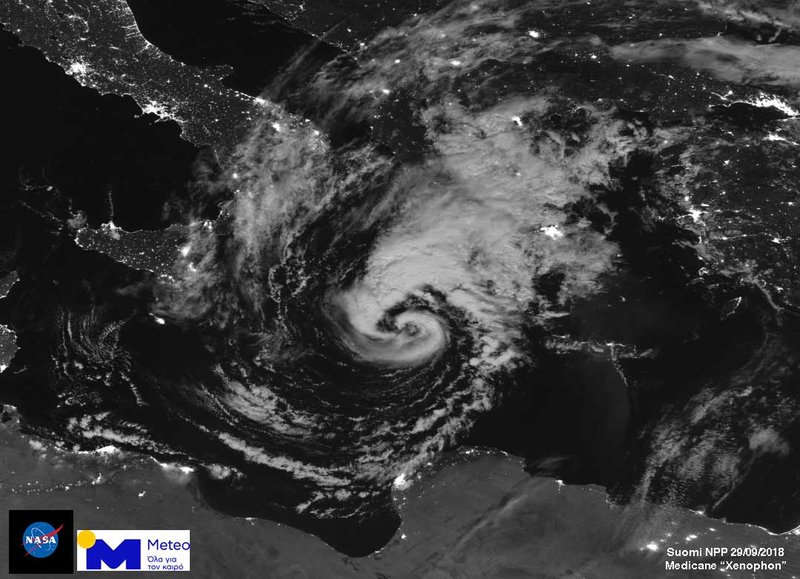 Δορυφορική εικόνα από Suomi NPP που ελήφθη περίπου στις 03:50 του Σαββάτου