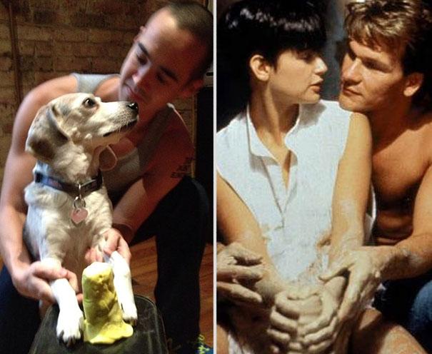 Ξεκαρδιστικό: Αναπαριστά σκηνές από ρομαντικές ταινίες με παρτενέρ το σκύλο του [εικόνες]  | iefimerida.gr 2