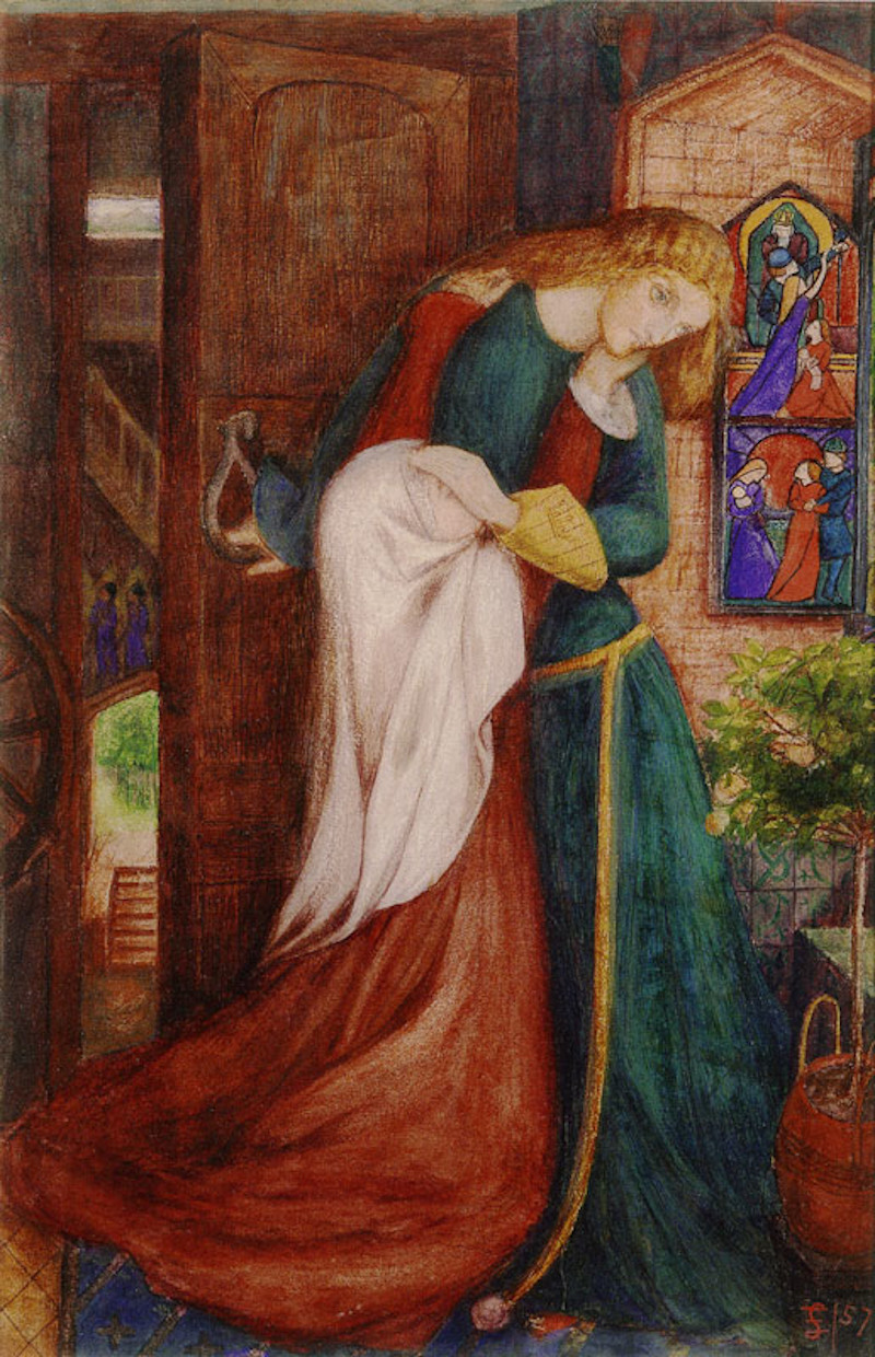 Η Λίζι Σίνταλ ως "Lady Clare" σε ακουαρέλα του 1857