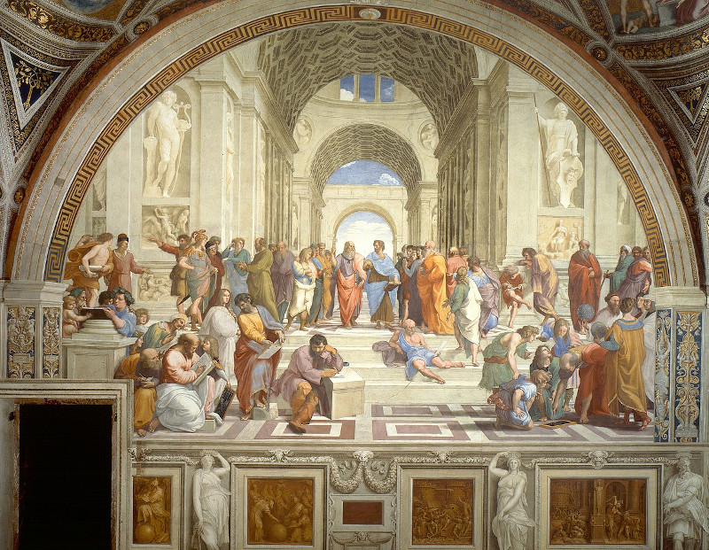 H «Σχολή των Αθηνών» του Ραφαήλ, αντίγραφο της οποίας κοσμεί την αίθουσα της Ολομέλειας της Γαλλικής Εθνοσυνέλευσης