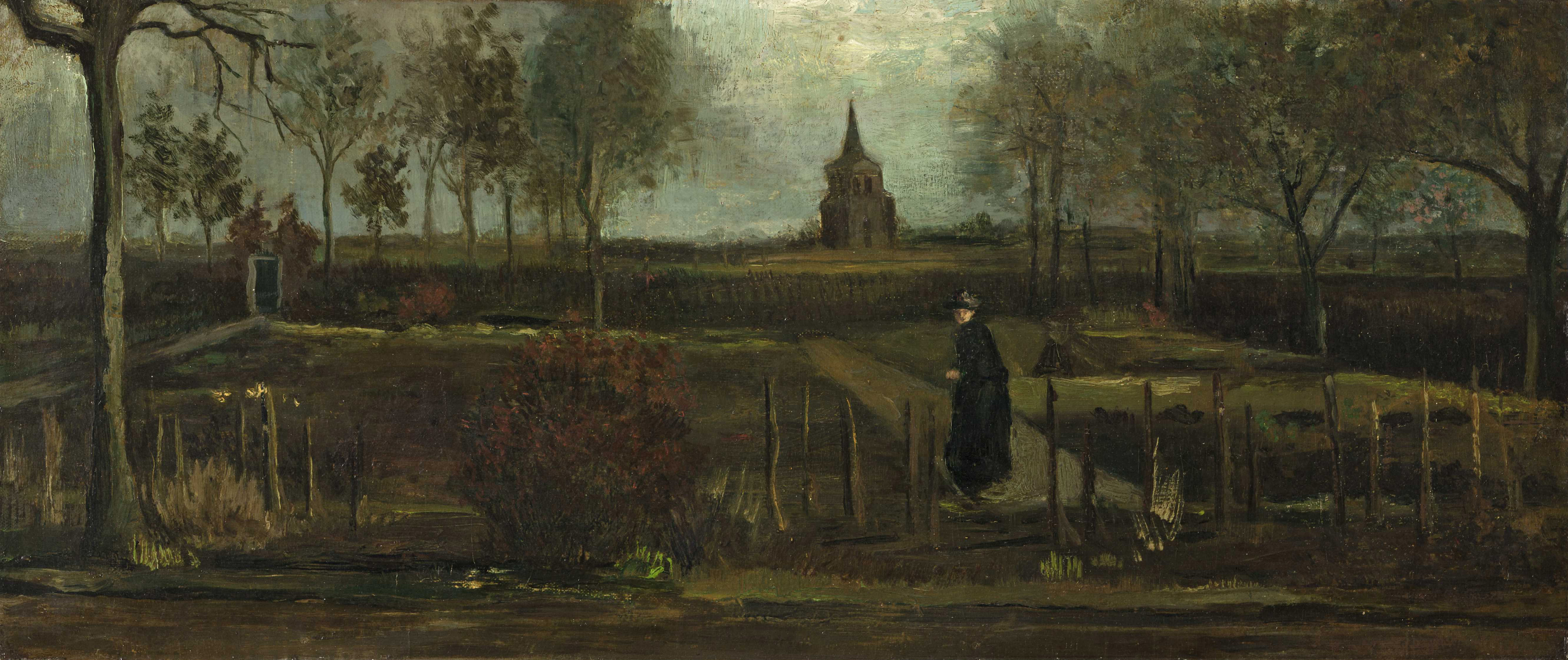 The Parsonage Garden at Nuenen in Spring (1884) was taken in the early hours of Monday Βαν Κονγκ