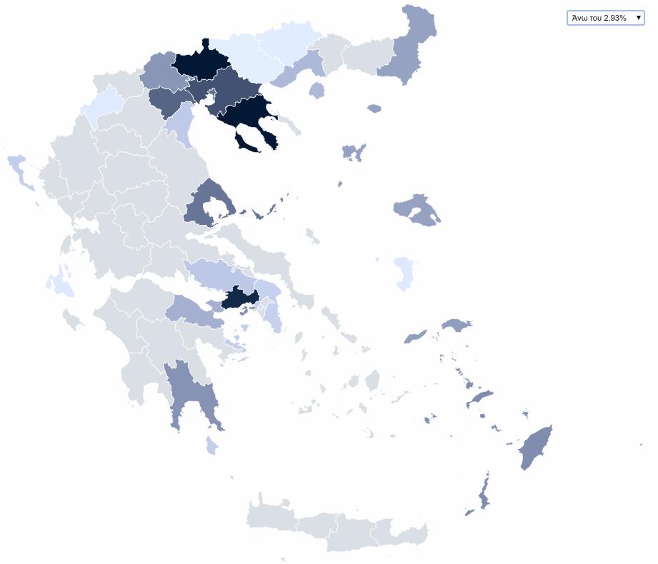 Ο χάρτης με τα εκλογικά αποτελέσματα της νεοναζιστικής οργάνωσης