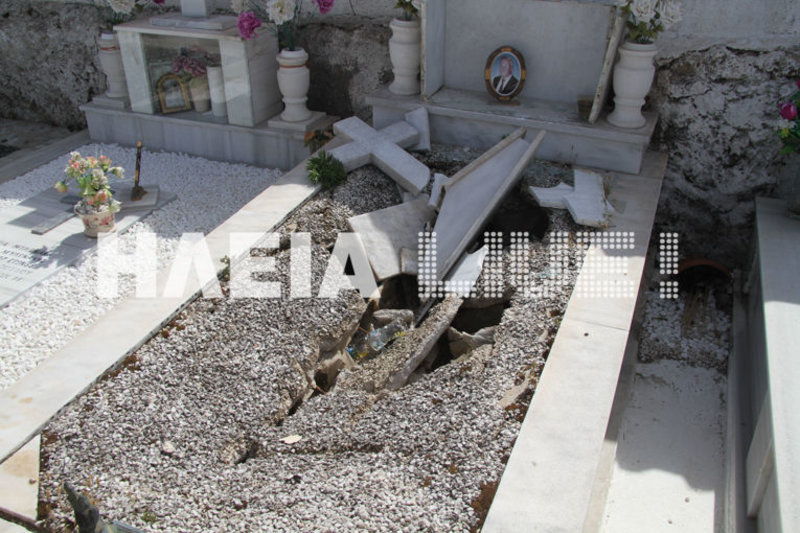 Ενας ακόμα διαλυμένος τάφος στο νεκροταφείο της Ανδραβίδας
