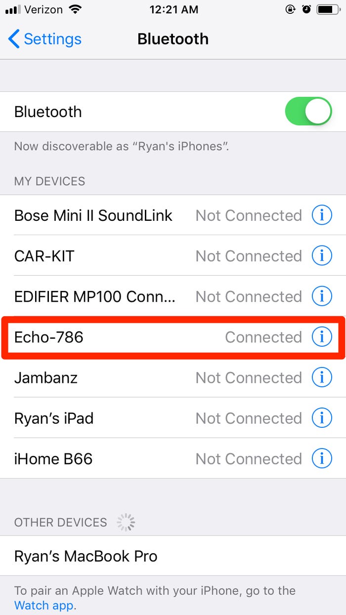 Ποιες συσκευές Bluetooth είναι συνδεδεμένες με το iPhone