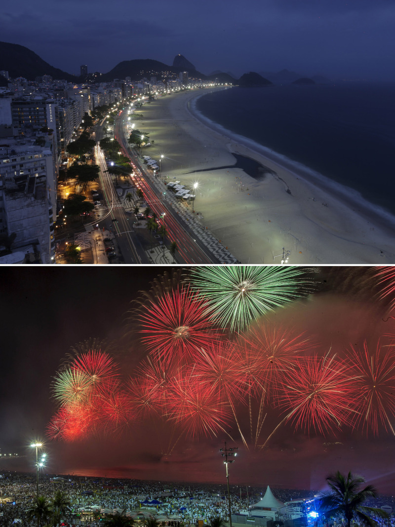Άδεια η διάσημη παραλία Κοπακαμάνα της Βραζιλίας φέτος την Πρωτοχρονιά σε αντίθεση με την περσινή 