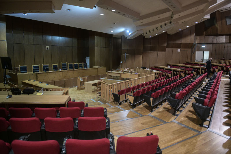 δίκη Χρυσής Αυγής αίθουσα δικαστηρίου