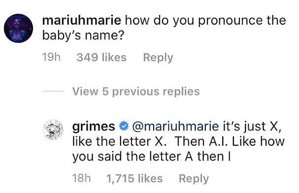 Grimes εξηγεί πως προφέρεται το όνομα του γιου με Έλον Μασκ