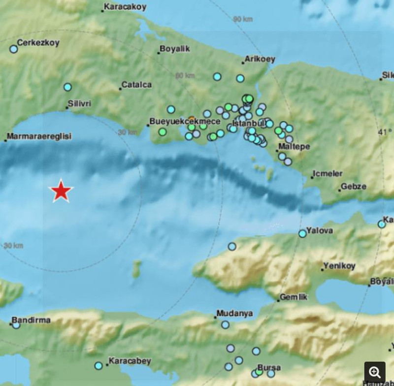 Ο χάρτης του σεισμού της Πόλης