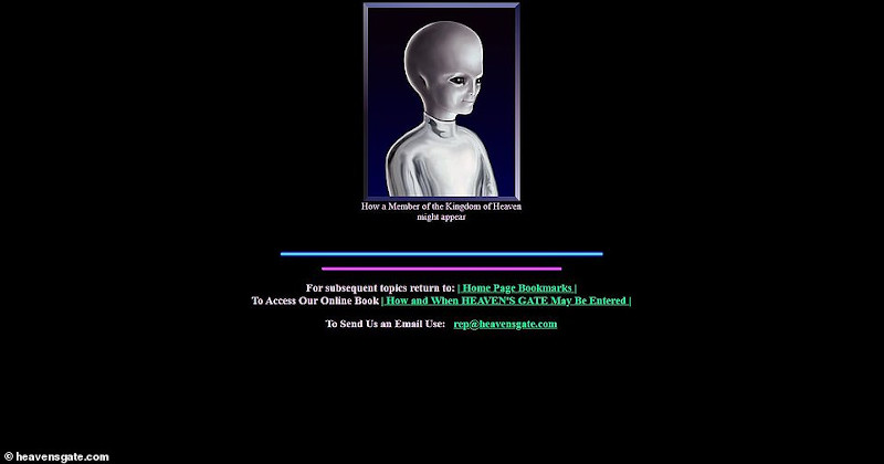 Η εικόνα της ιστοσελίδας της αίρεσης