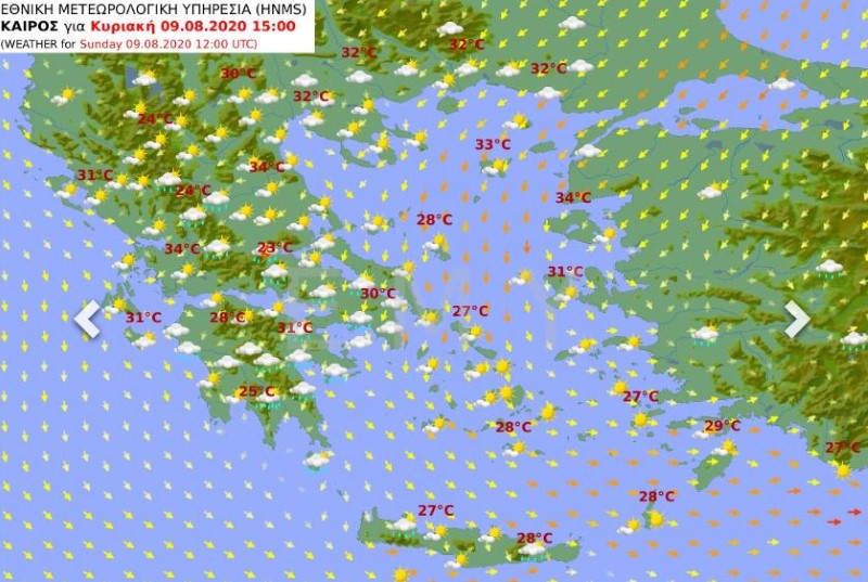 Ο χάρτης για τον καιρό της Κυριακής