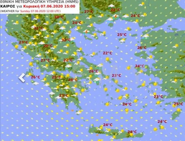 Ο χάρτης για τον καιρό της Κυριακής