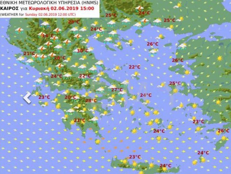 Ο προγνωστικός χάρτης της ΕΜΥ για την Κυριακή των εκλογών